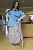 Paloma Bubble Hem Midi Skirt Mocha
